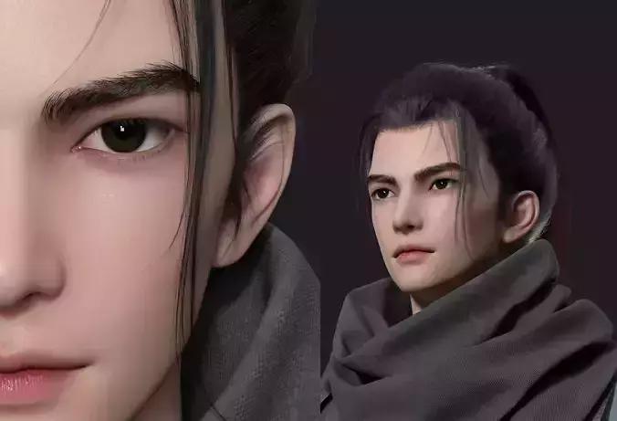 A handsome young man from ancient times 3D model