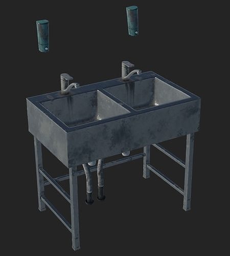 Old Double Sink Low-poly 3D model