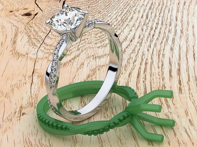 Petite Twisted Vine Diamond Ring mono 3D print model
