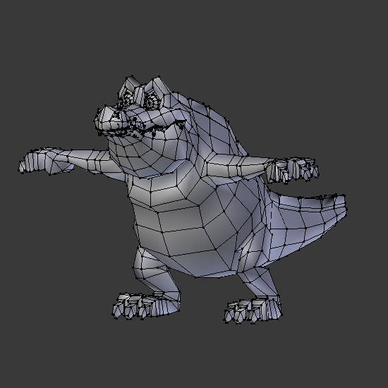 Crock cartoon  Low-poly 3D model_4
