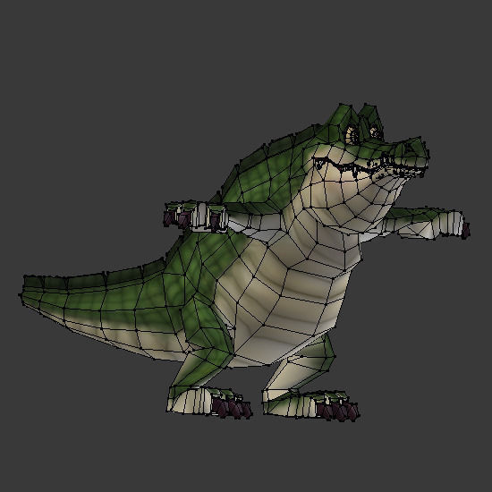 Crock cartoon  Low-poly 3D model_2