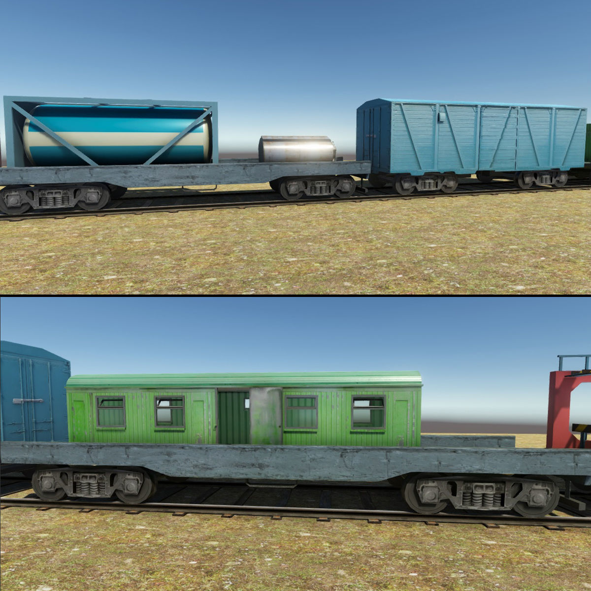 Trains Package Low-poly 3D model_6
