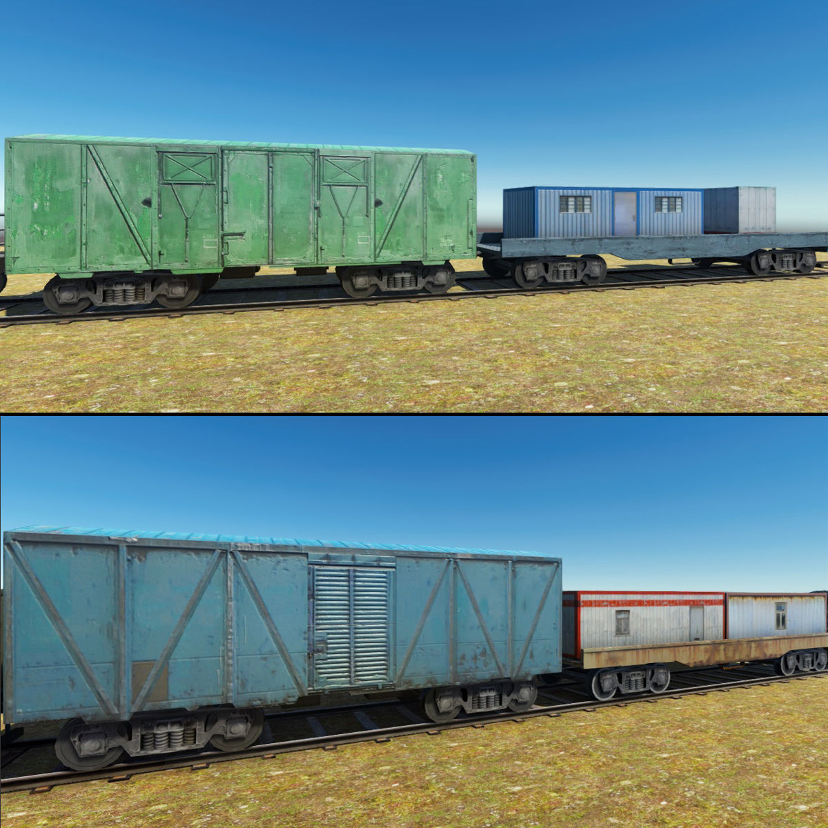 Trains Package Low-poly 3D model_10