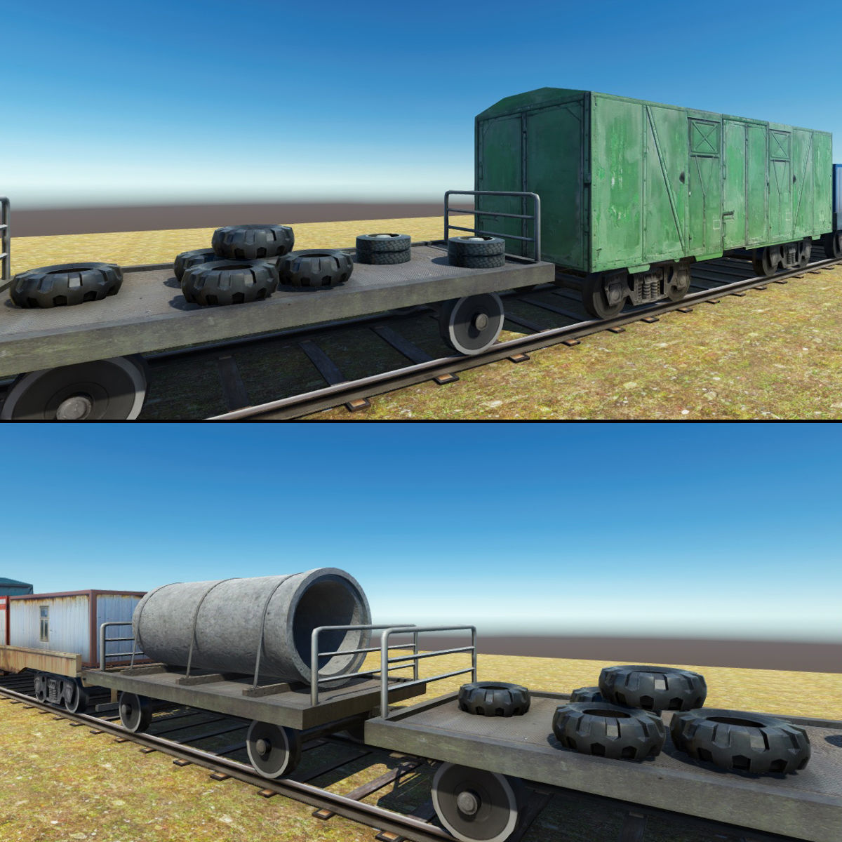 Trains Package Low-poly 3D model_11