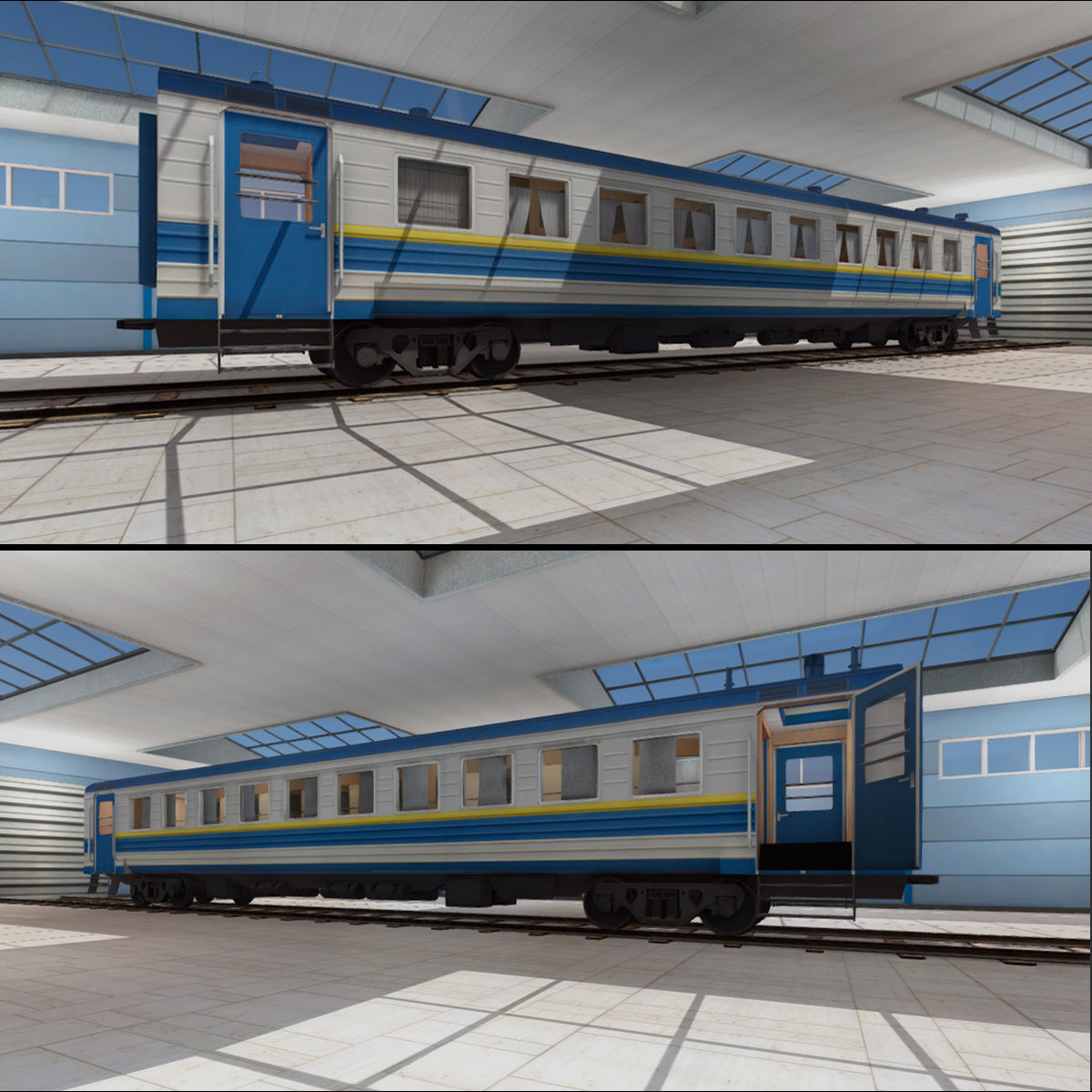 Trains Package Low-poly 3D model_1