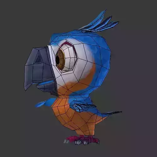 Cartoon lowpoly parrot  Low-poly 3D model
