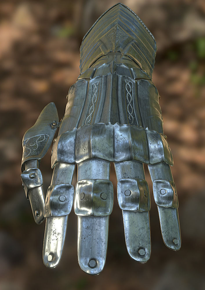 Ornamented Gauntlet Low-poly 3D model_4
