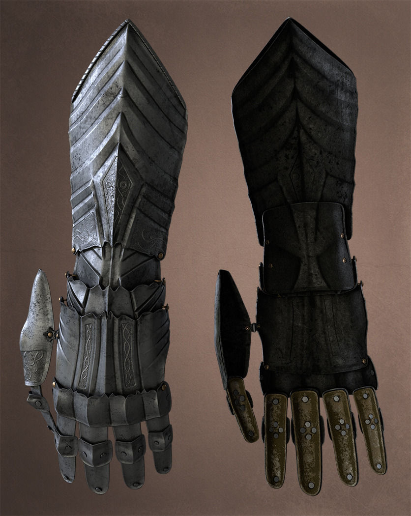 Ornamented Gauntlet Low-poly 3D model_1