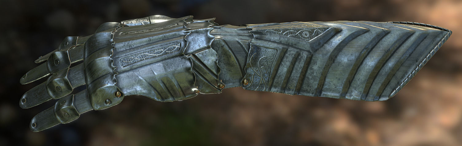 Ornamented Gauntlet Low-poly 3D model_5