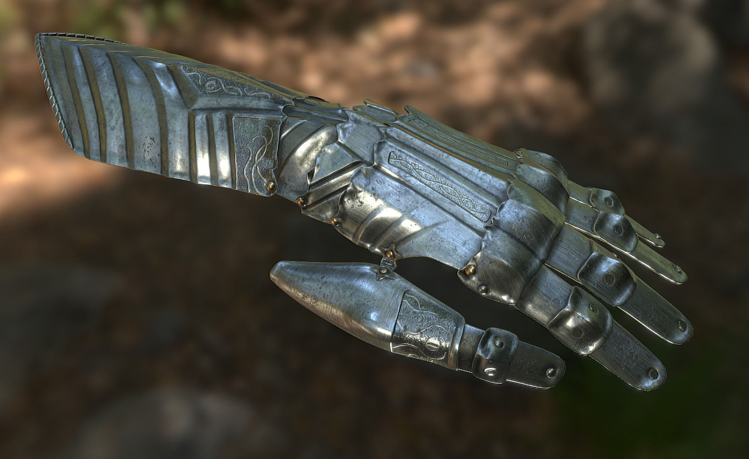 Ornamented Gauntlet Low-poly 3D model_6