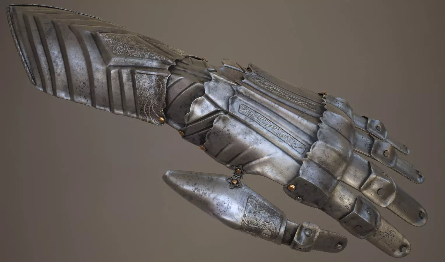 Ornamented Gauntlet Low-poly 3D model_0