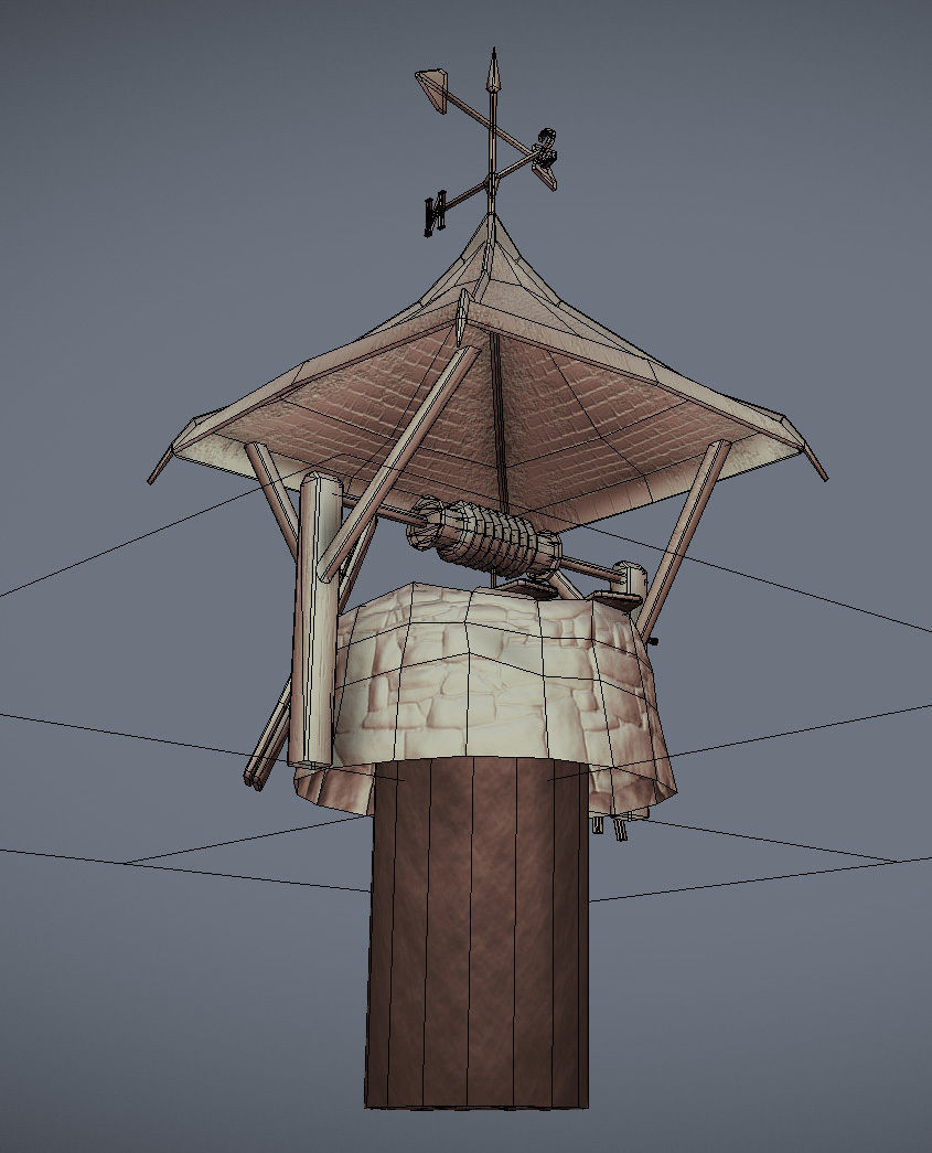 Stone Well Low-poly 3D model_6