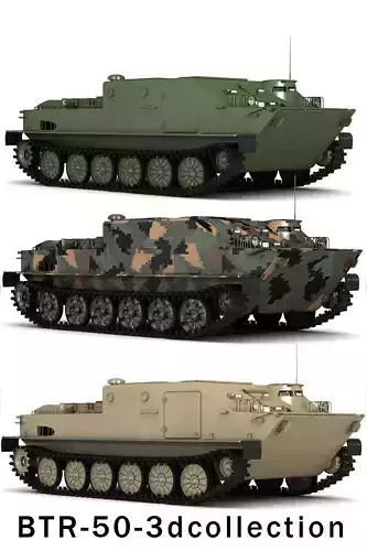 BTR-50 3D Model Collection camouflaged military vehicle