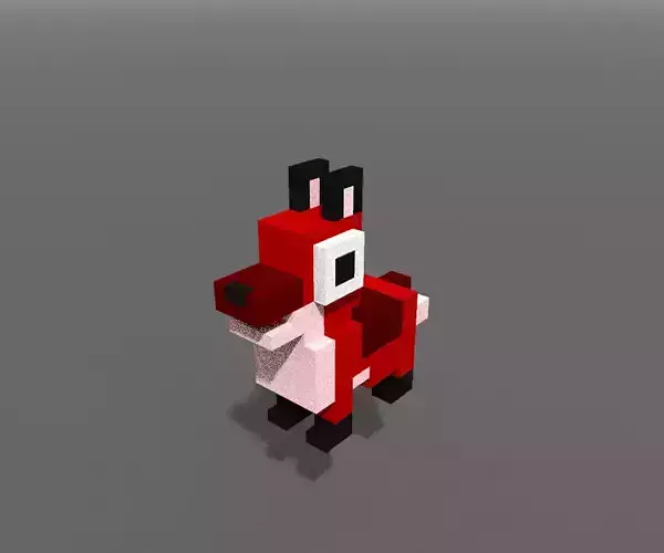 Voxel Fox Cub Low-poly 3D model