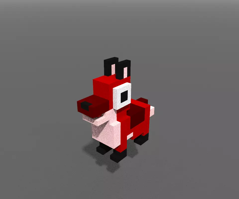 Voxel Fox Cub Low-poly 3D model_0