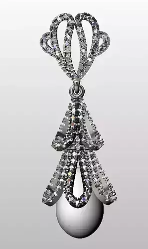 Earrings with pearl and diamonds