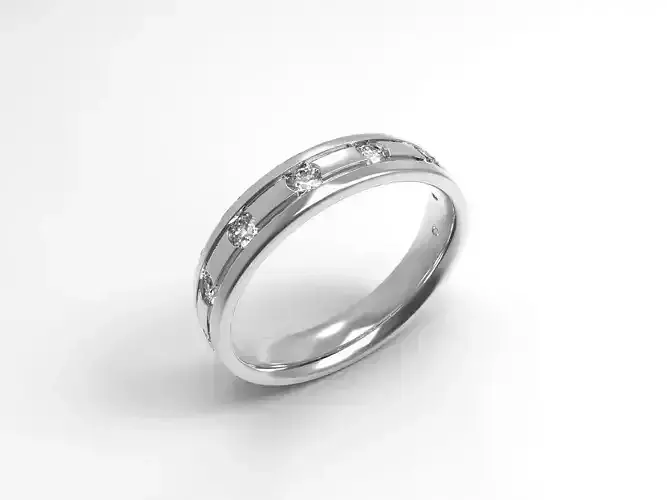 Wedding band with diamonds