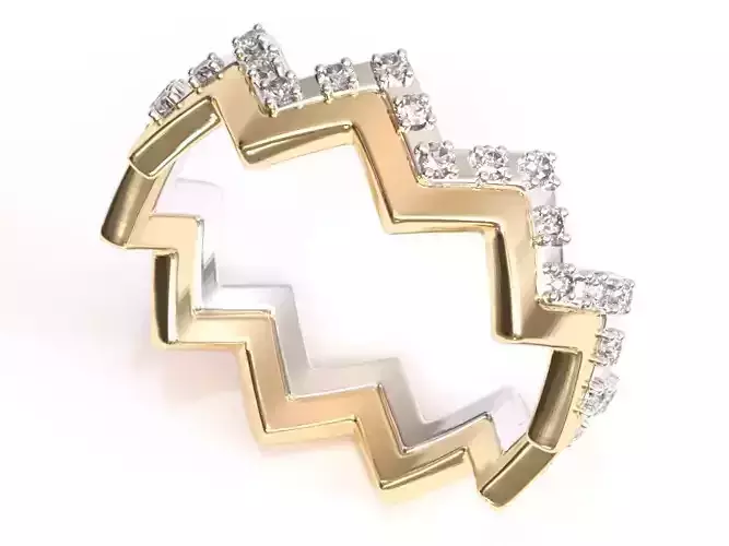 Geometric Wedding band with Pave Diamond ring 3D print model