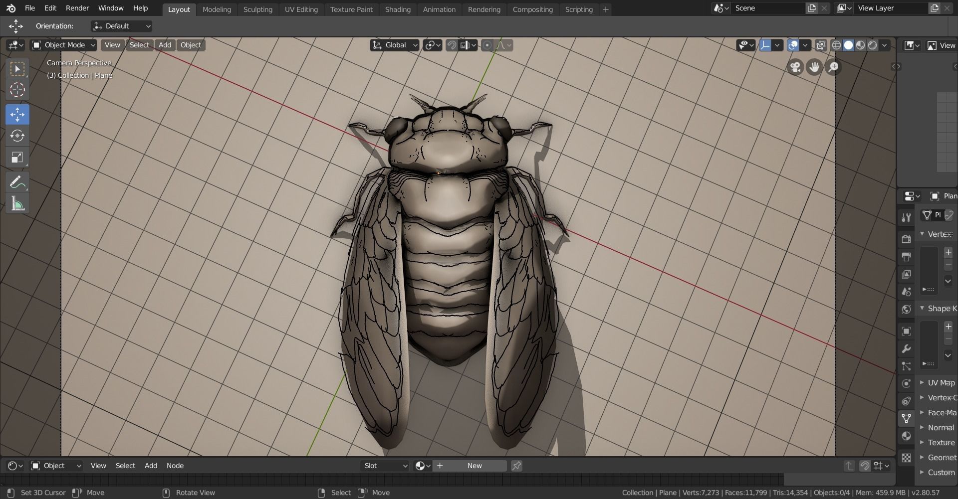 grease pencil cicada bug 3D model_5