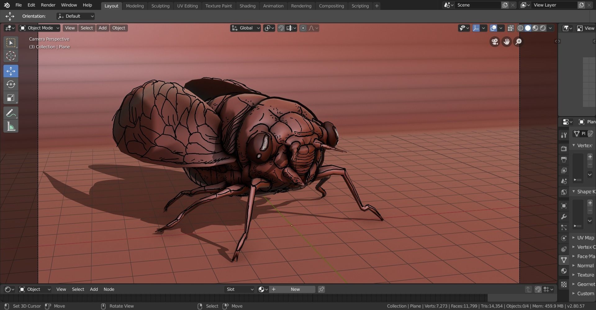 grease pencil cicada bug 3D model_4