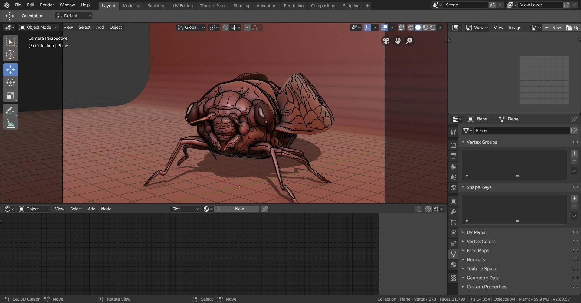 grease pencil cicada bug 3D model_2