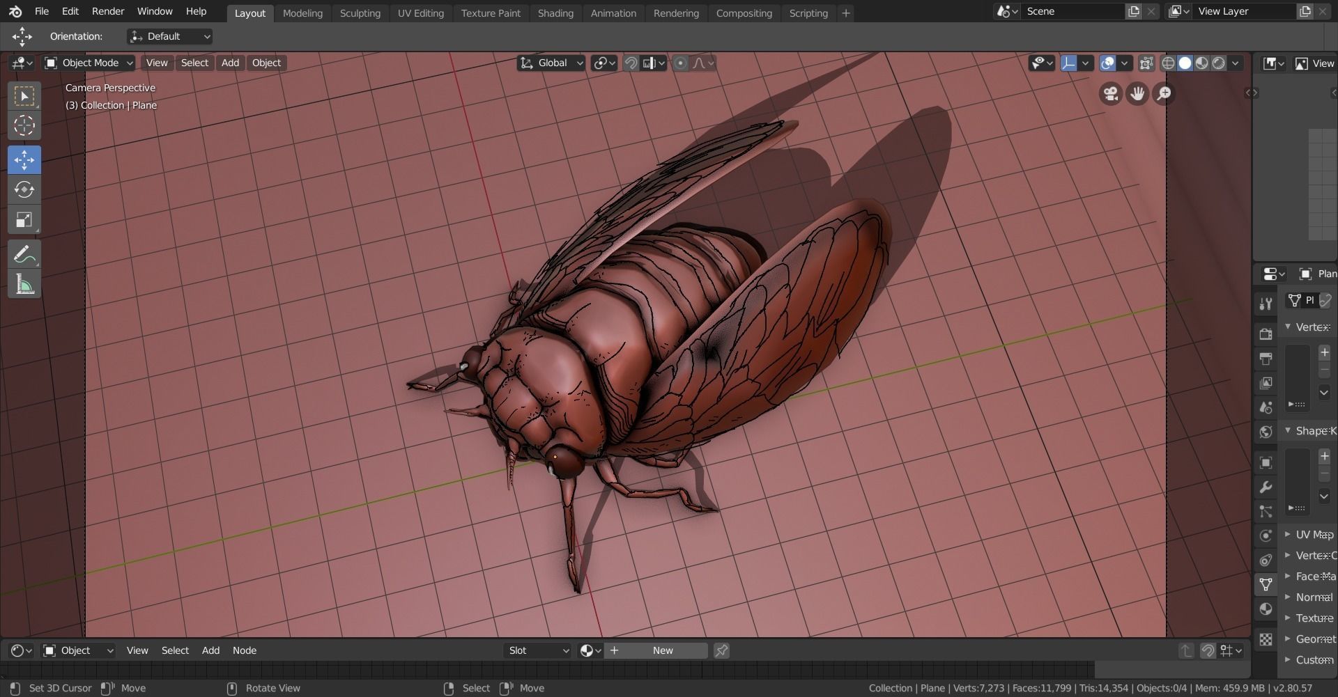 grease pencil cicada bug 3D model_3