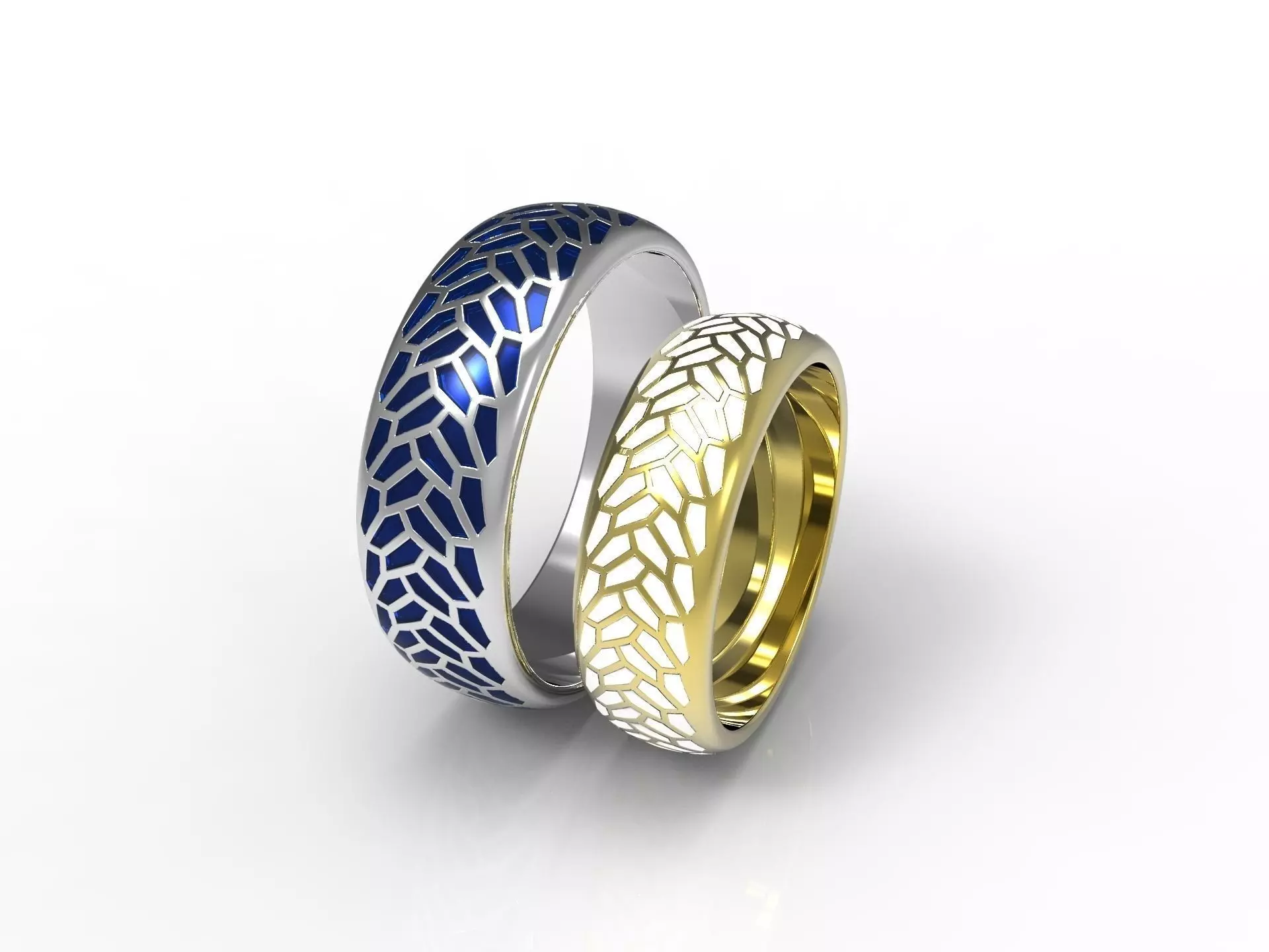 Wedding bands with enamel 3D print model_0