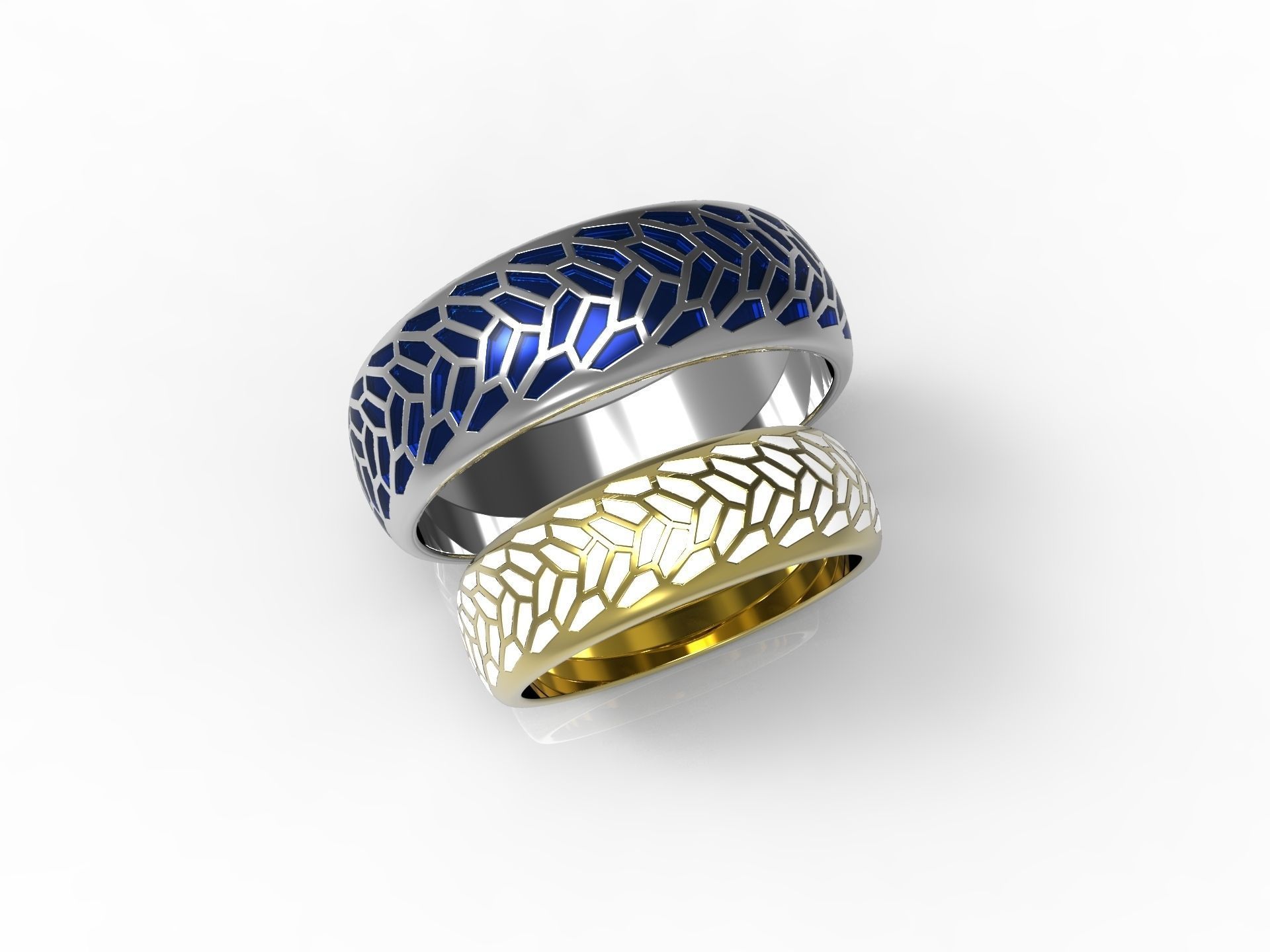 Wedding bands with enamel 3D print model_1