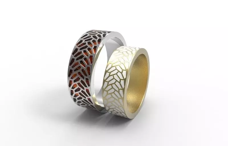 Wedding bands with enamel 3D print model_0