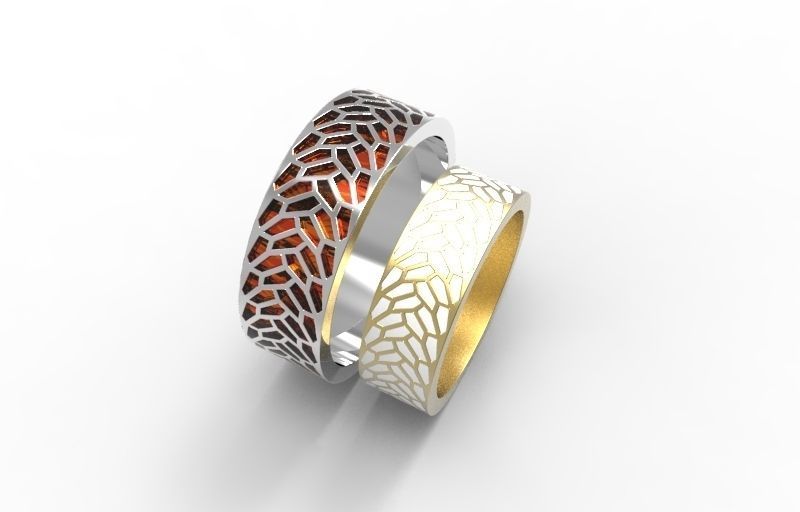 Wedding bands with enamel 3D print model_1