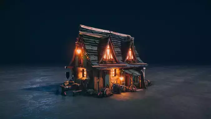 Medieval Kingdom - Realtime PBR Village House Low-poly 3D model