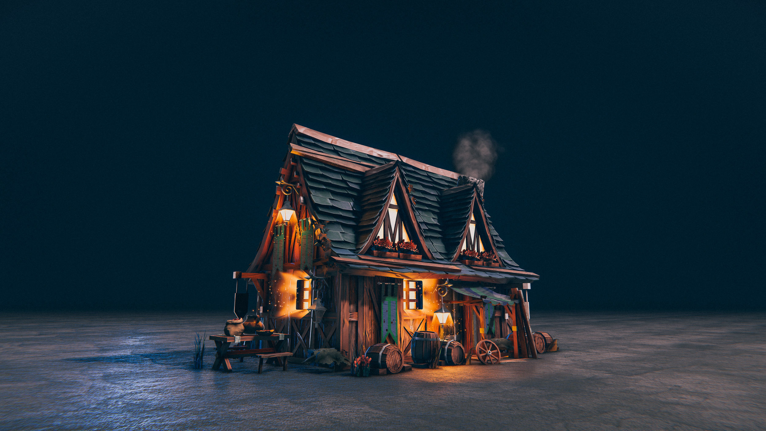 Medieval Kingdom - Realtime PBR Village House Low-poly 3D model_1
