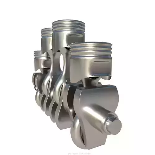 Crankshaft four metal pistons 3D model