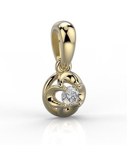 141027 P simple pendant with round gemstone Free 3D print model