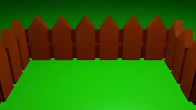 3d fence low-poly wooden