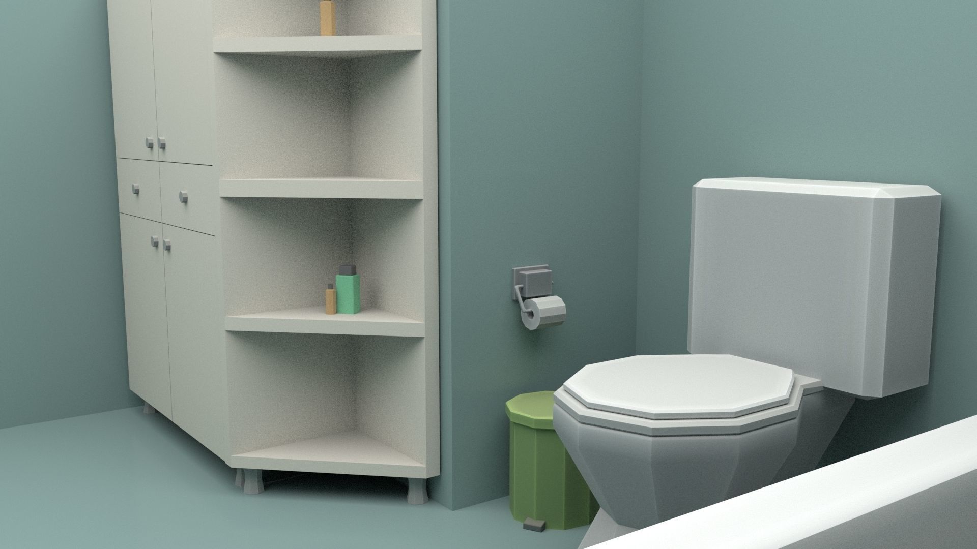 Cartoon Bathroom Low-poly 3D model_32