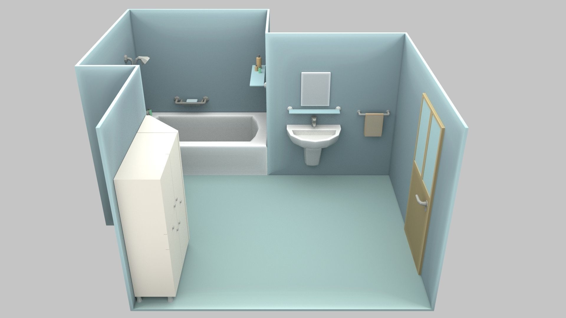 Cartoon Bathroom Low-poly 3D model_16