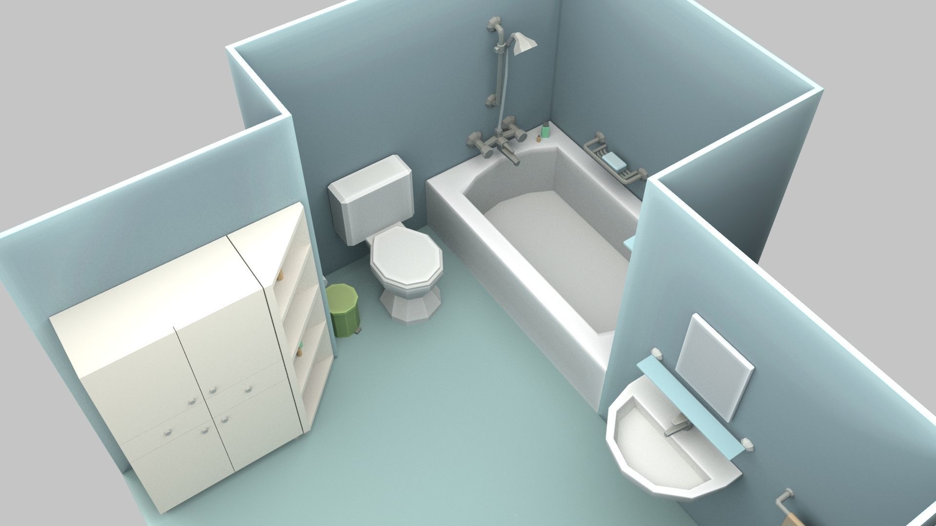 Cartoon Bathroom Low-poly 3D model_24