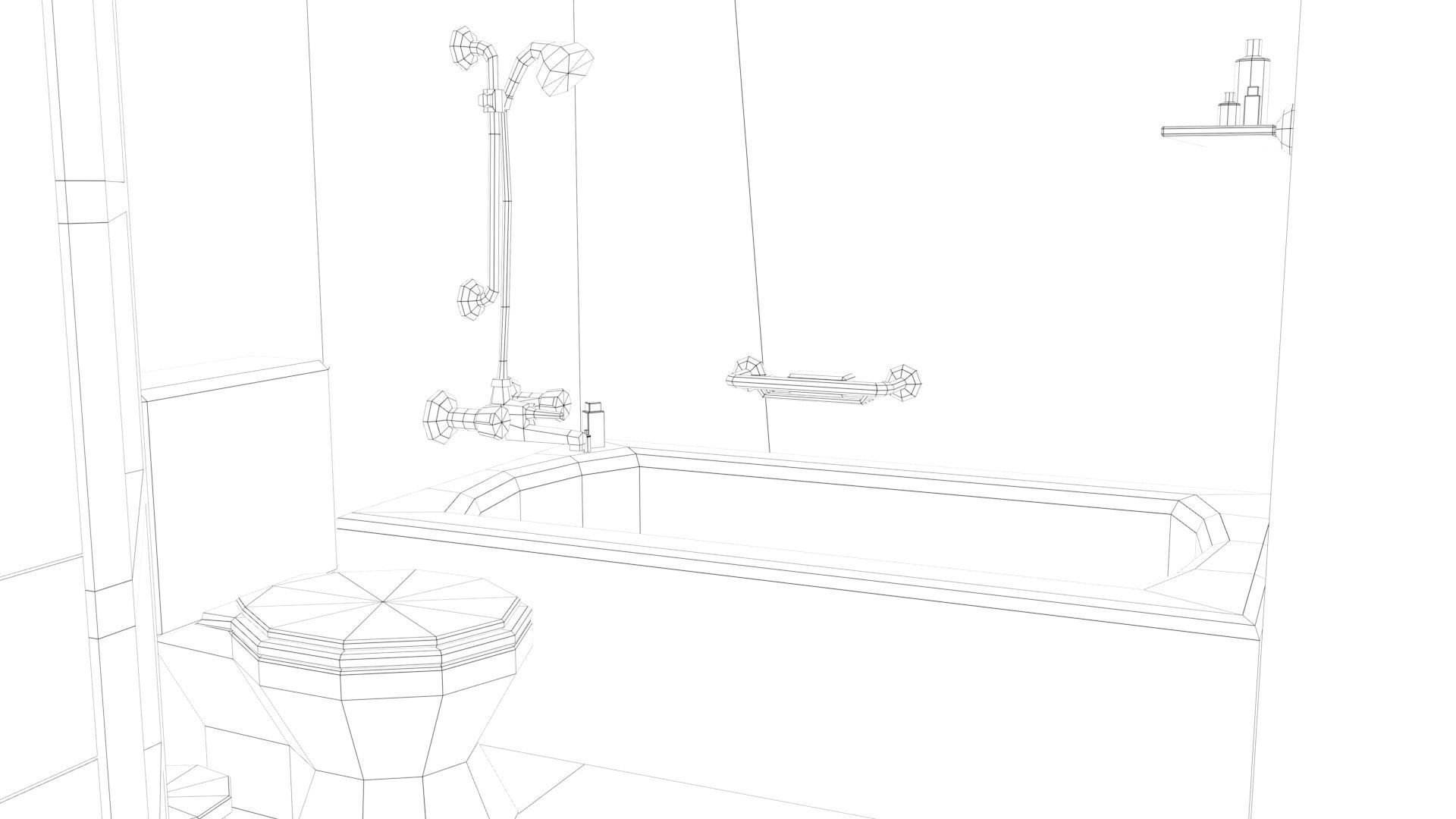 Cartoon Bathroom Low-poly 3D model_8