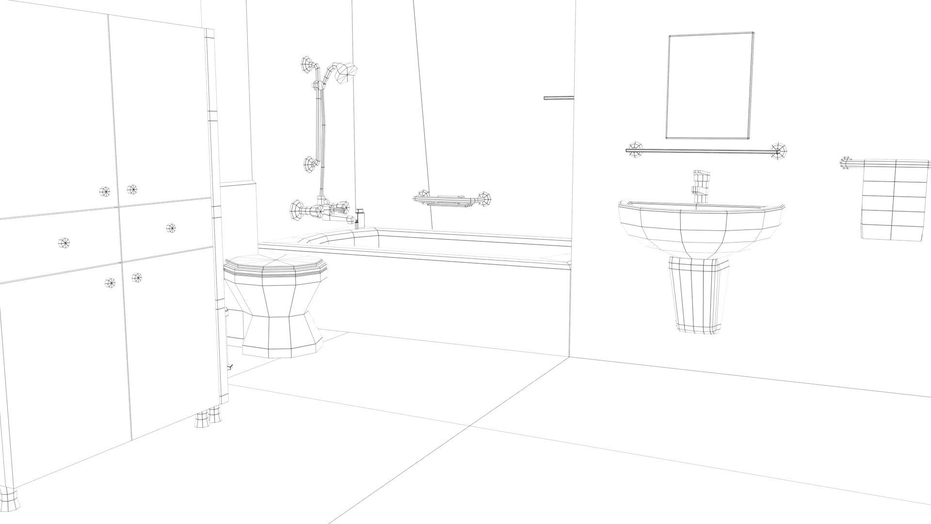 Cartoon Bathroom Low-poly 3D model_2