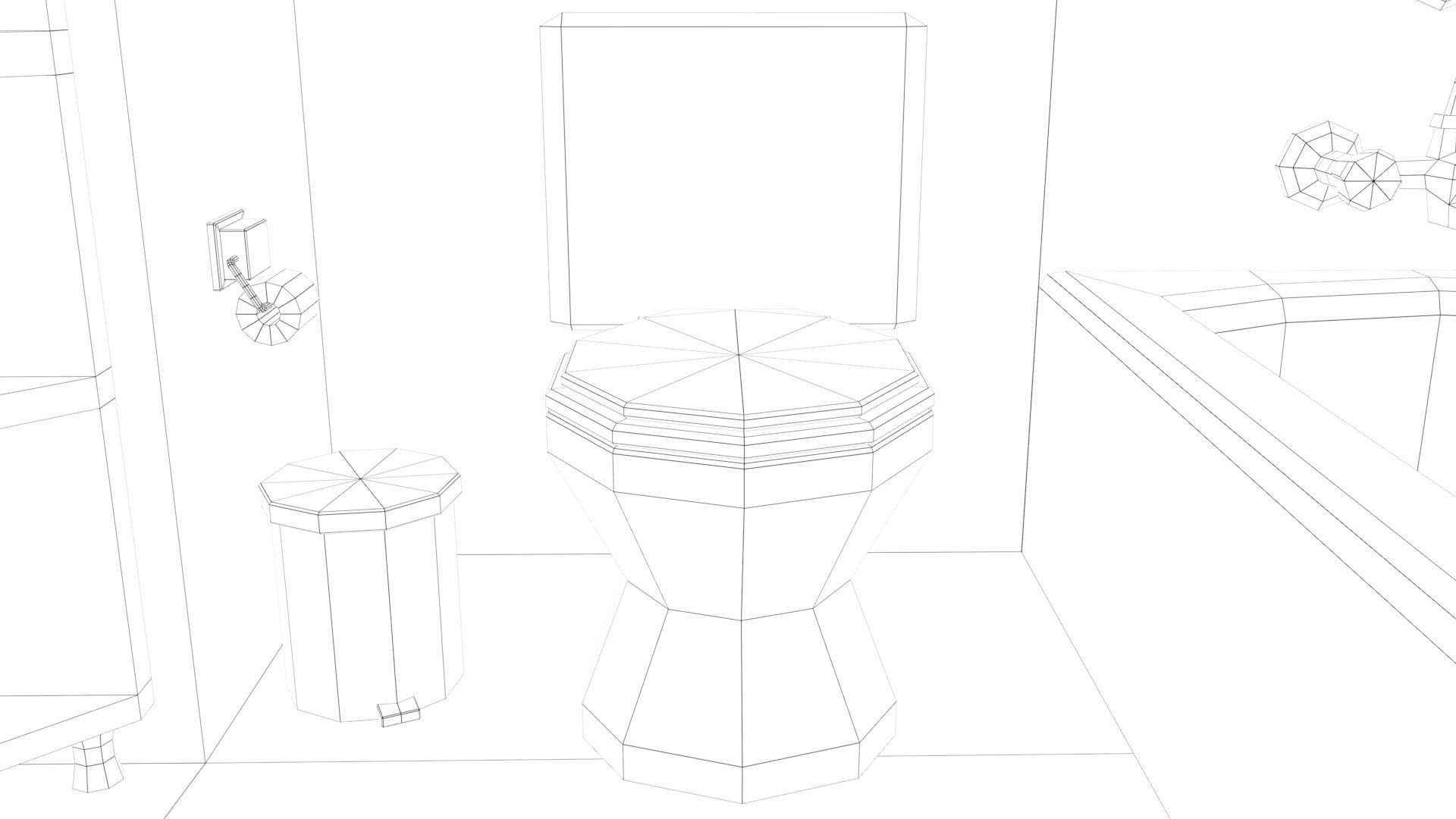 Cartoon Bathroom Low-poly 3D model_47