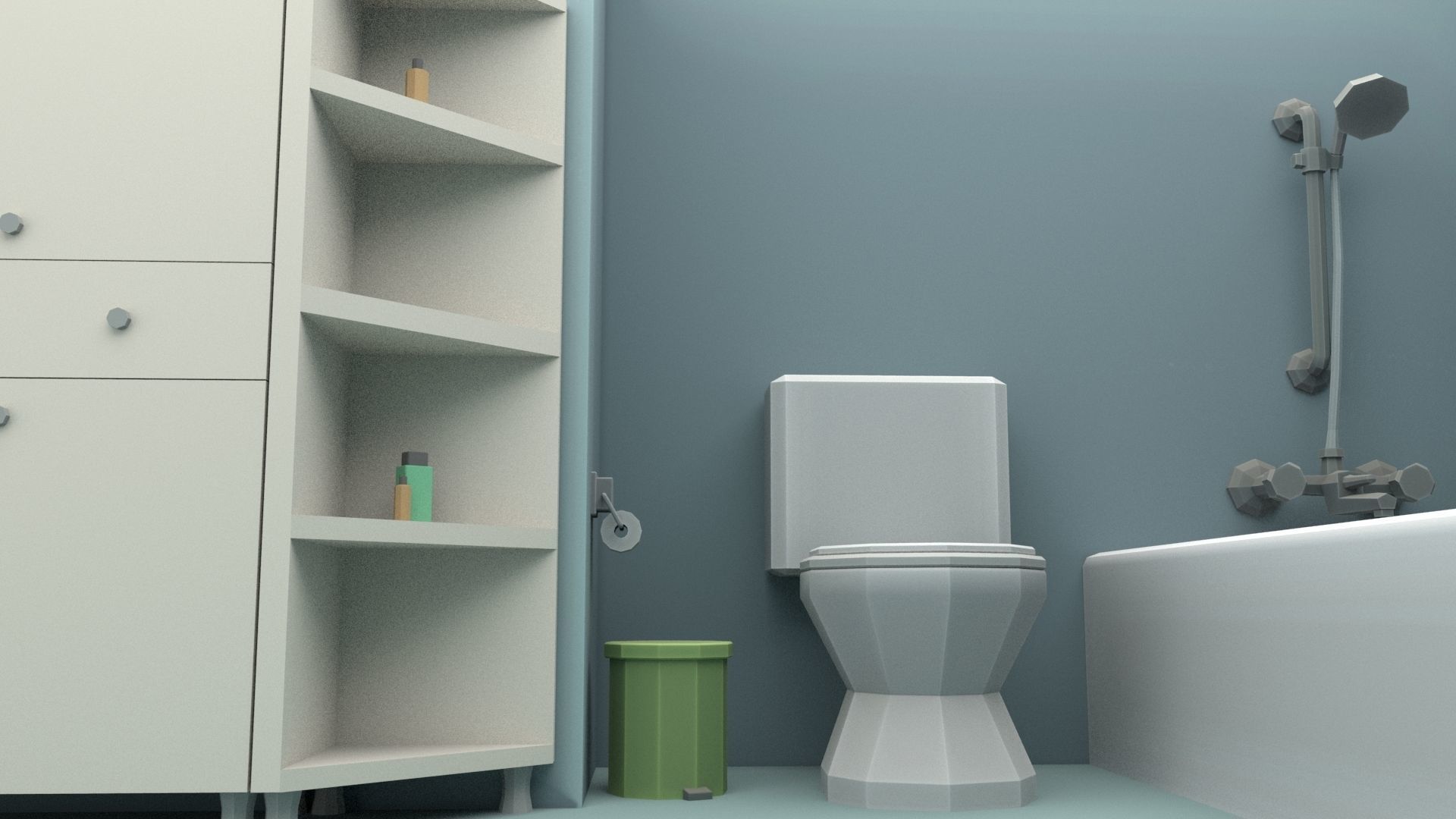 Cartoon Bathroom Low-poly 3D model_42