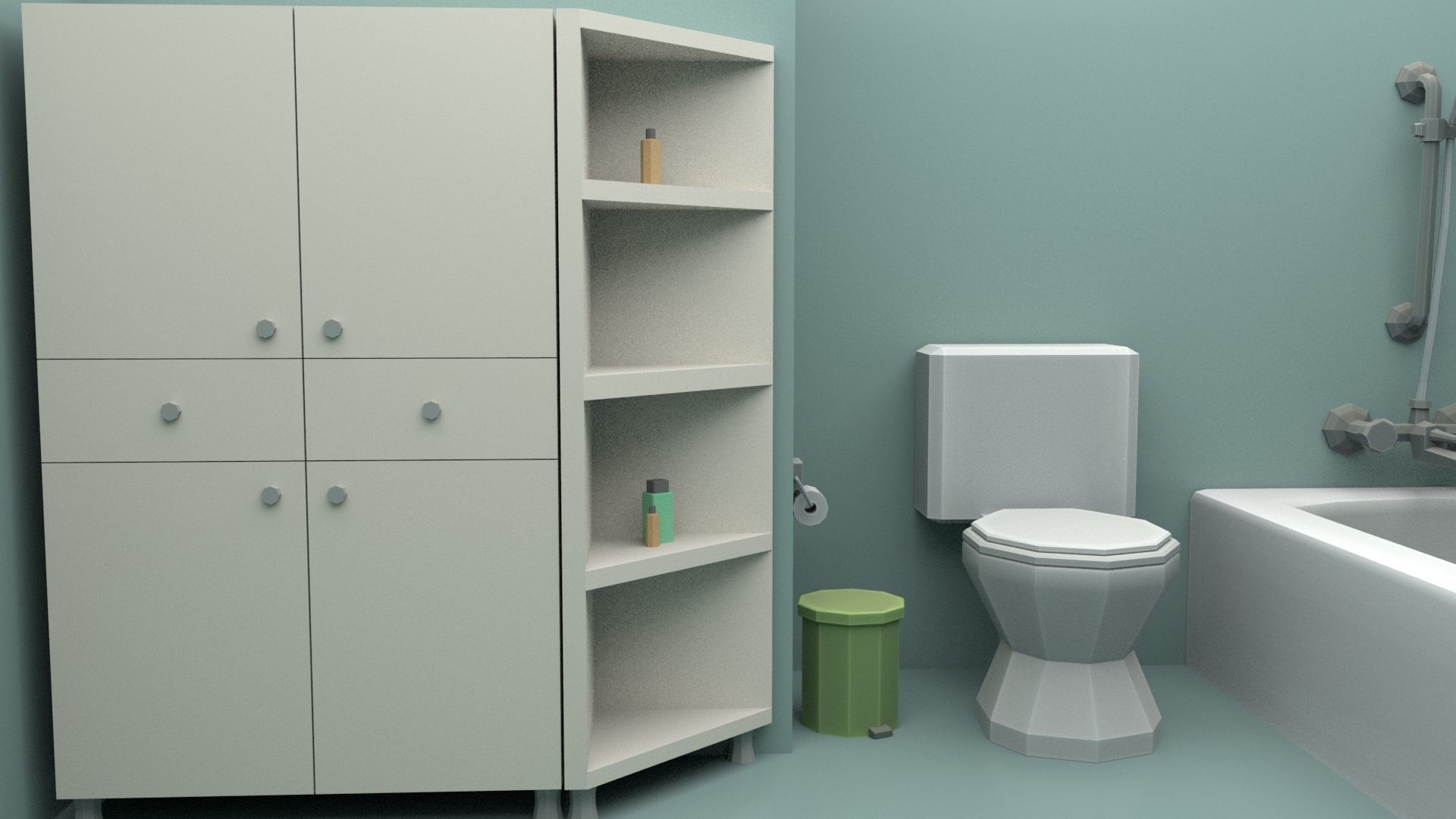 Cartoon Bathroom Low-poly 3D model_48
