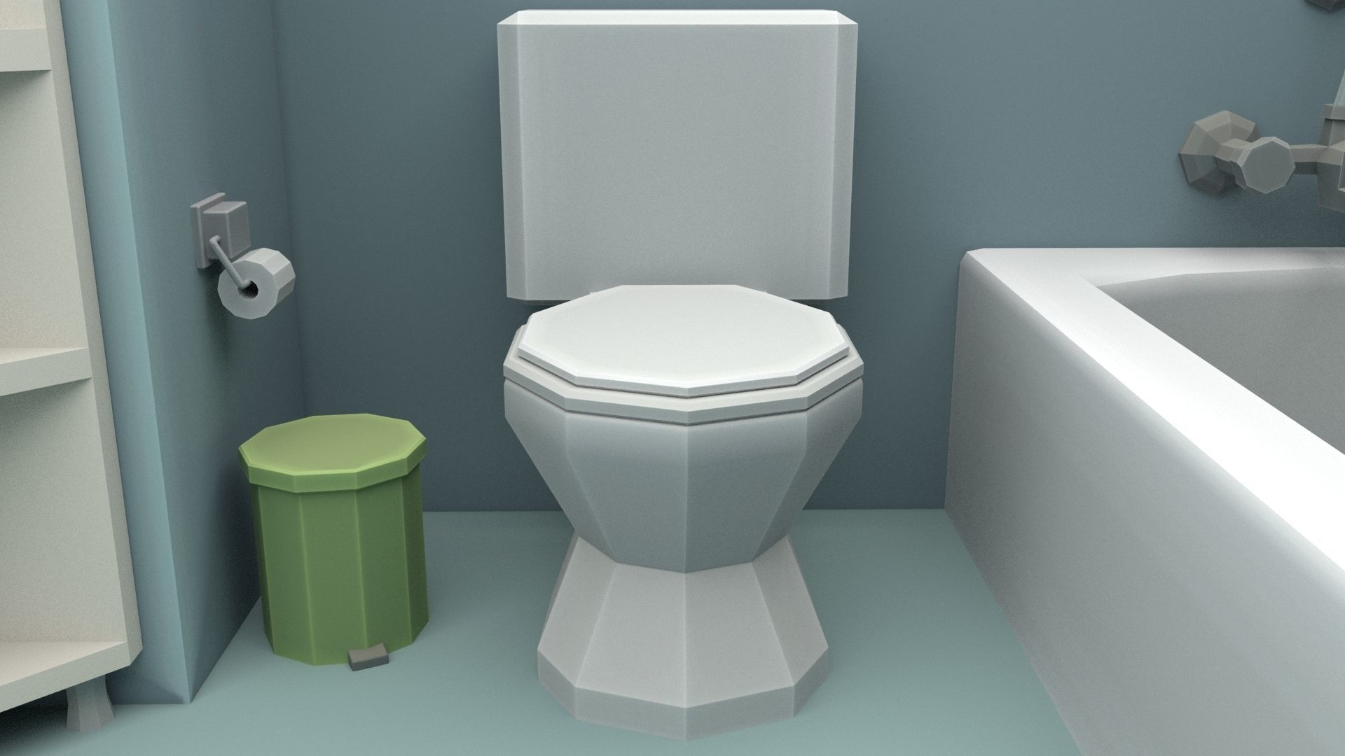 Cartoon Bathroom Low-poly 3D model_46