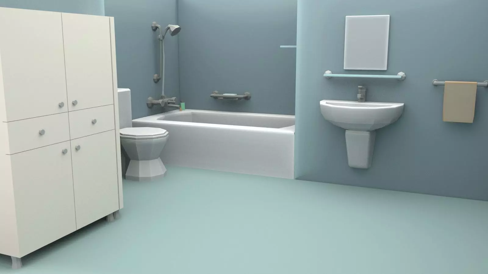 Cartoon Bathroom Low-poly 3D model_0