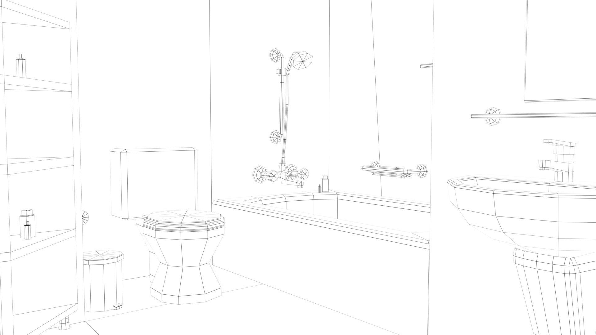 Cartoon Bathroom Low-poly 3D model_4