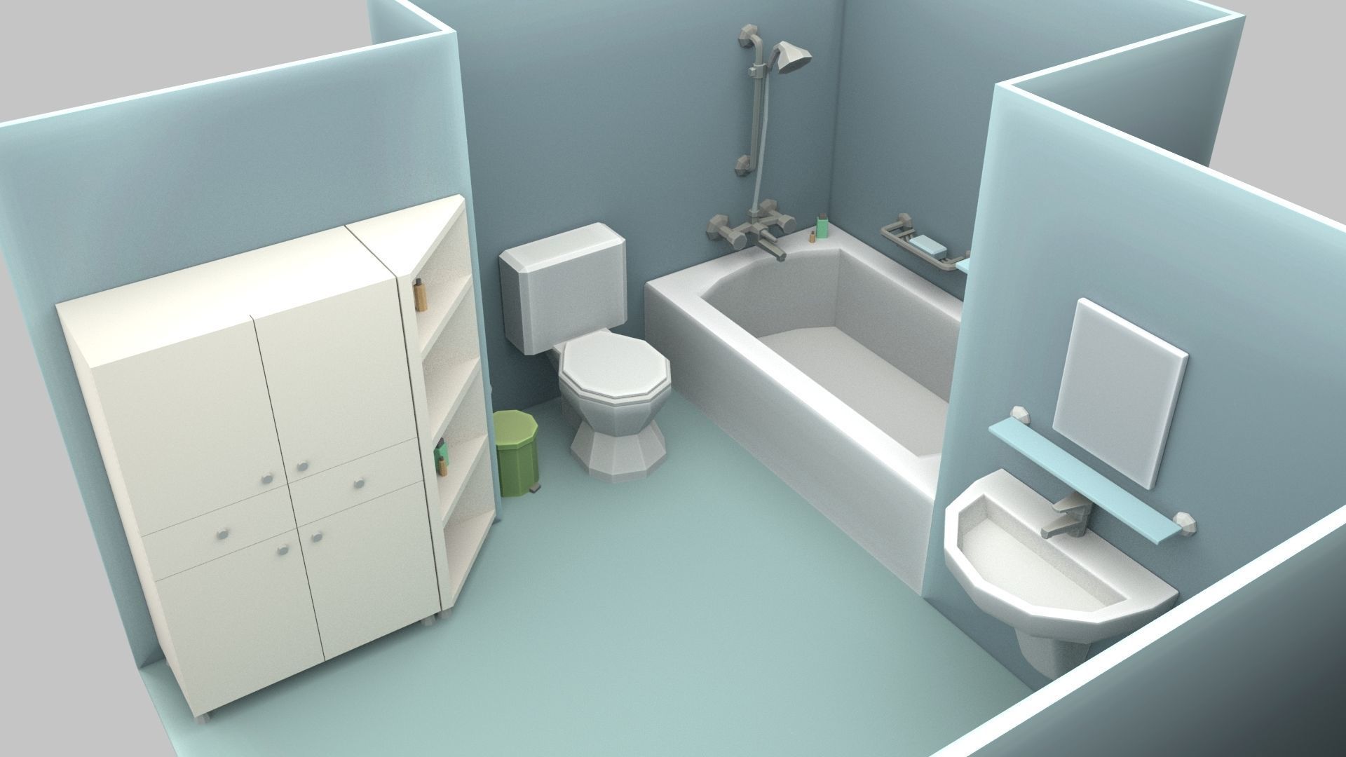 Cartoon Bathroom Low-poly 3D model_22