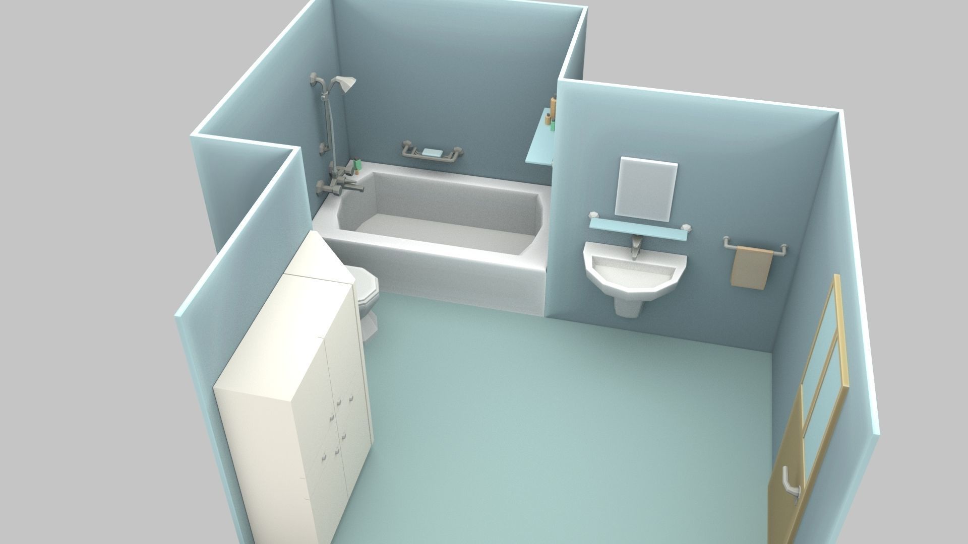 Cartoon Bathroom Low-poly 3D model_26