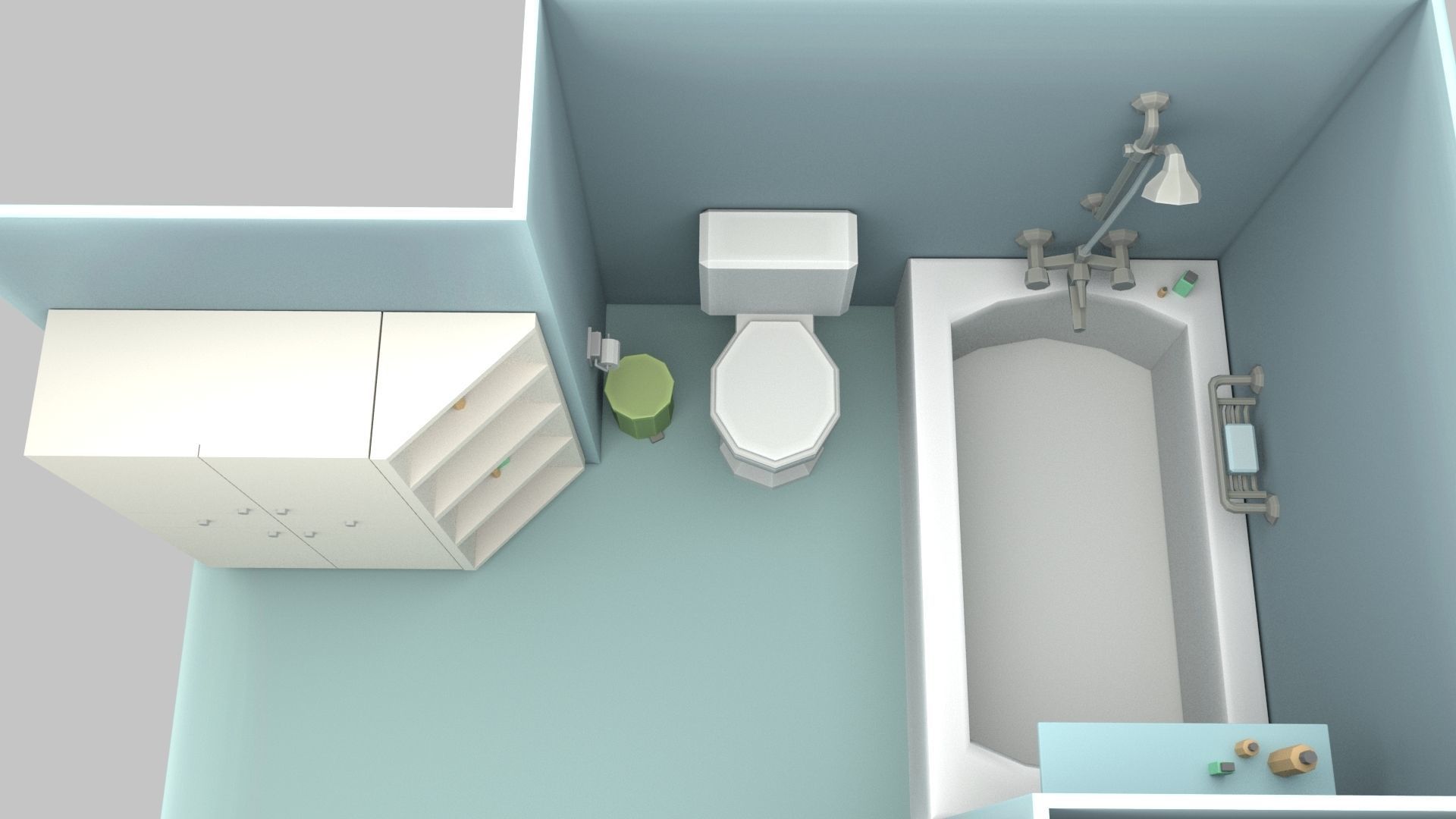 Cartoon Bathroom Low-poly 3D model_28