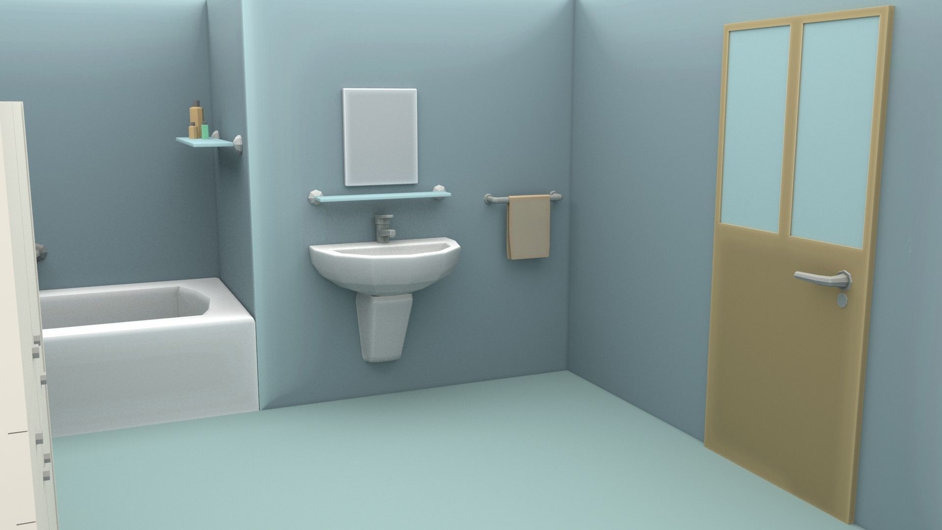 Cartoon Bathroom Low-poly 3D model_5